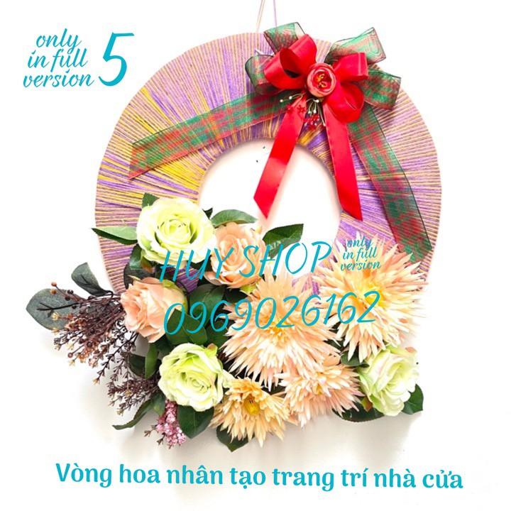 VÒNG HOA NHÂN TẠO TRANG TRÍ TREO TƯỜNG 40CM 01-06