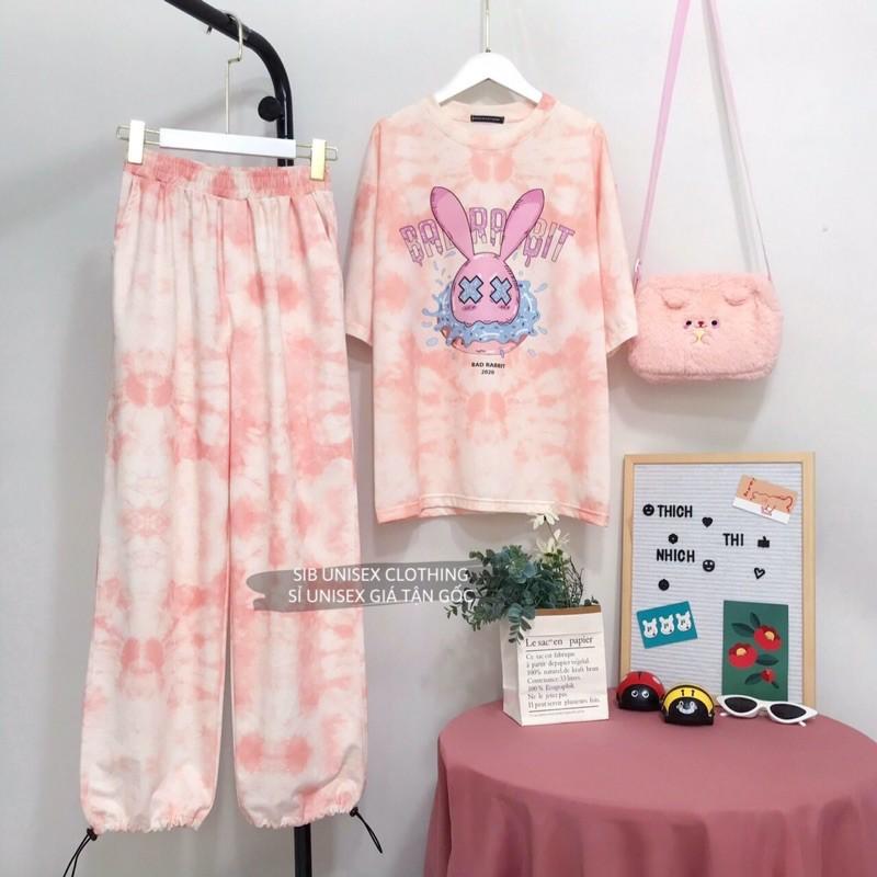 Áo thun unisex SIB Clothing áo phông oversize loang in hình thỏ SIB039