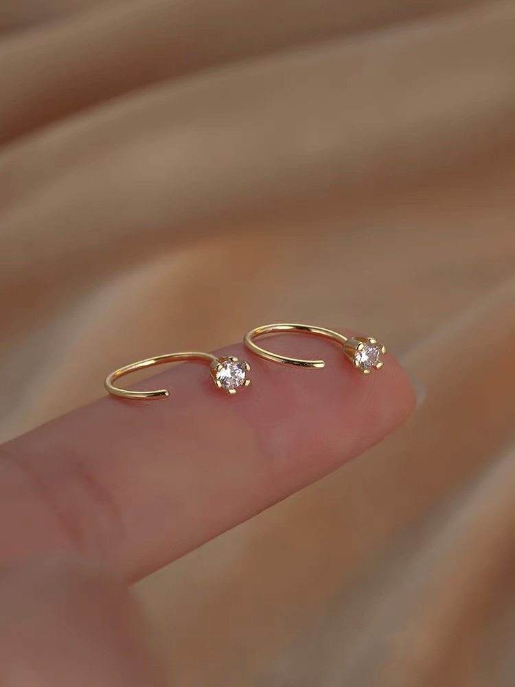 Khuyên tai móc tai đính đá đơn giản