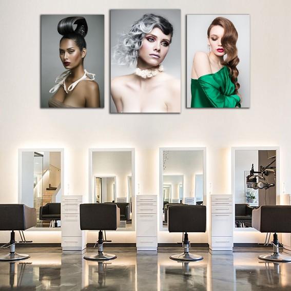 Tranh dán tường tranh spa salon tóc, tạo mẫu tóc, make up