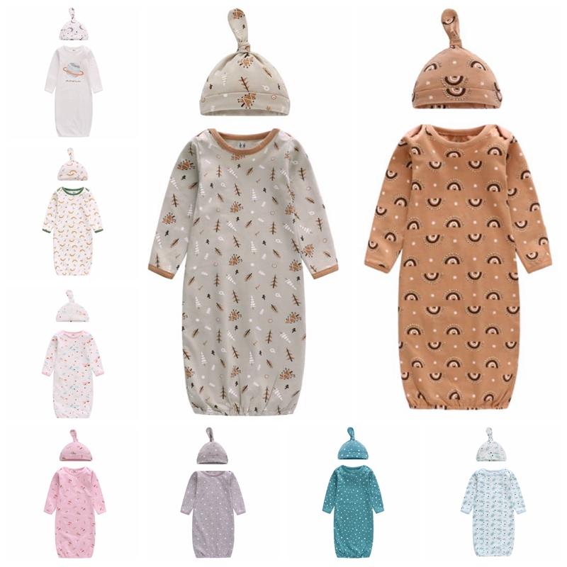 Unisex Cotton Cho Bé Ngủ Áo Sơ Sinh Túi Ngủ Trẻ Sơ Sinh Bé Trai Bé Gái Váy Ngủ Dài Tay Nhà Trang Phục Đồ Ngủ Có Nón Bộ