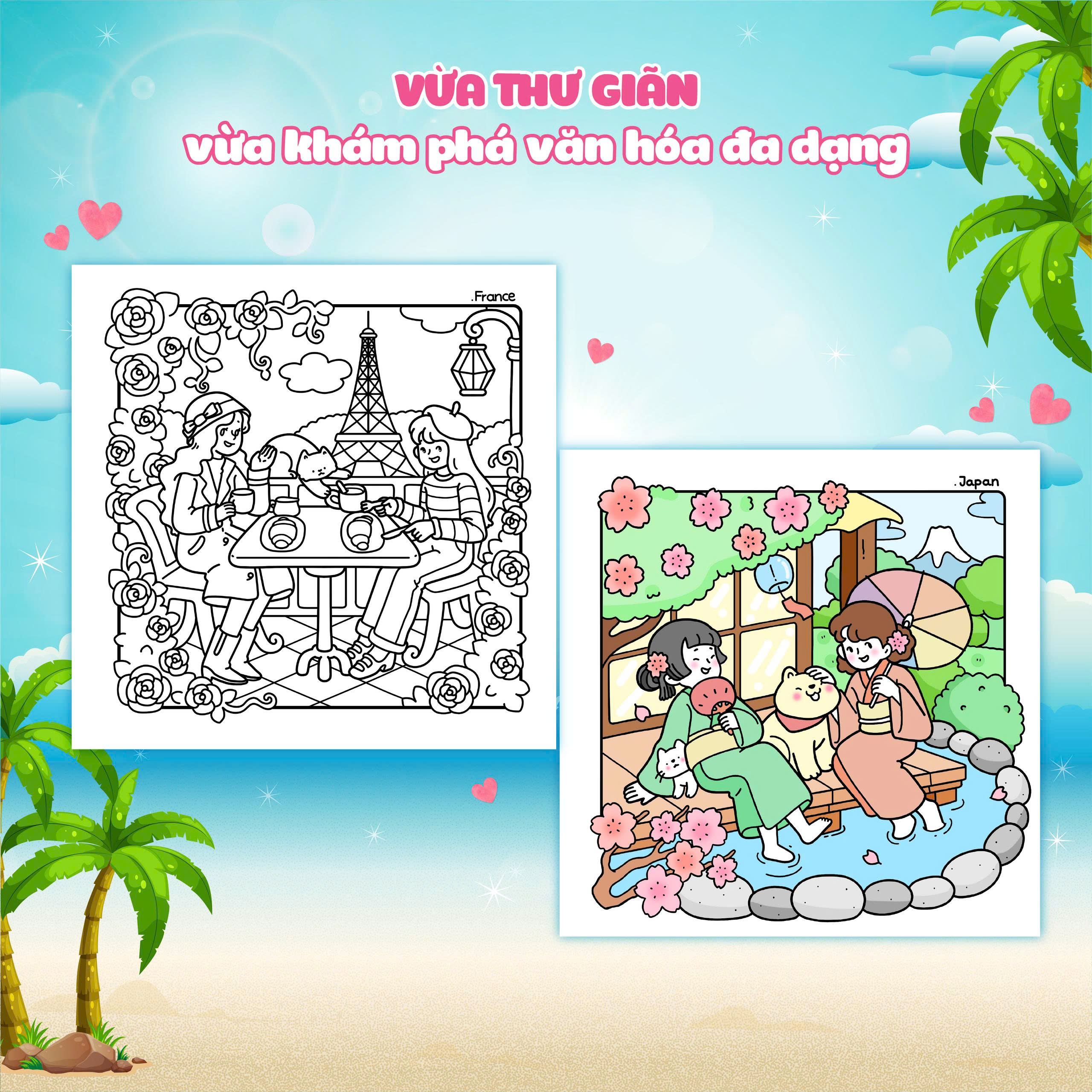 Sách Girl Holiday Traveling Diary Coloring Book