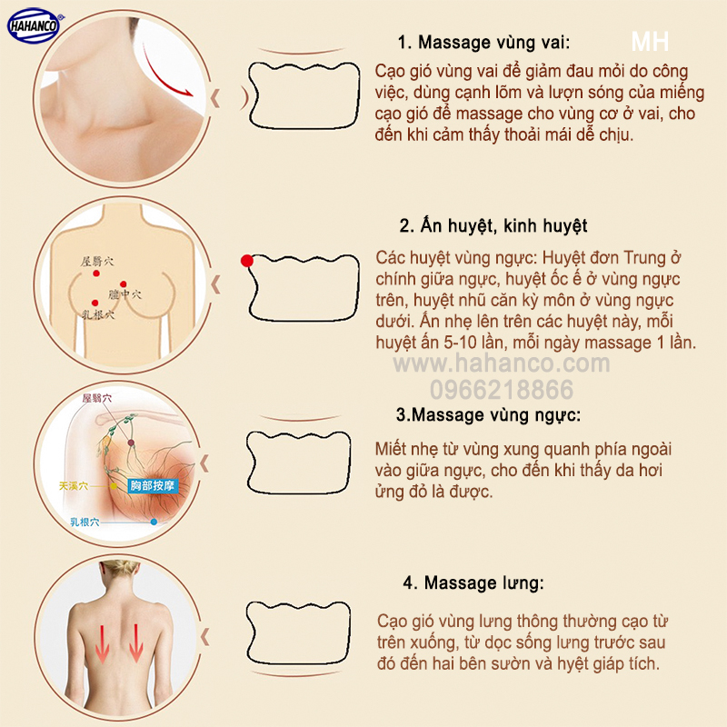 Dụng cụ cạo gió bằng sừng (MH838) Massage toàn thân - làm đẹp da - Chăm sóc sức khỏe