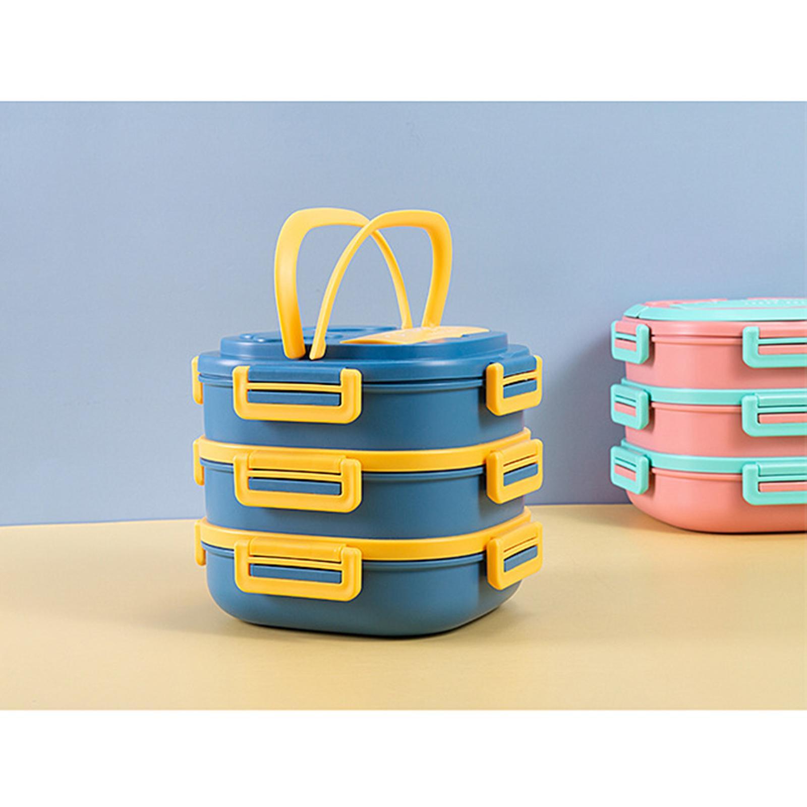 Food Storage Lunch Box Grids Portable Lid Square for Office Camping