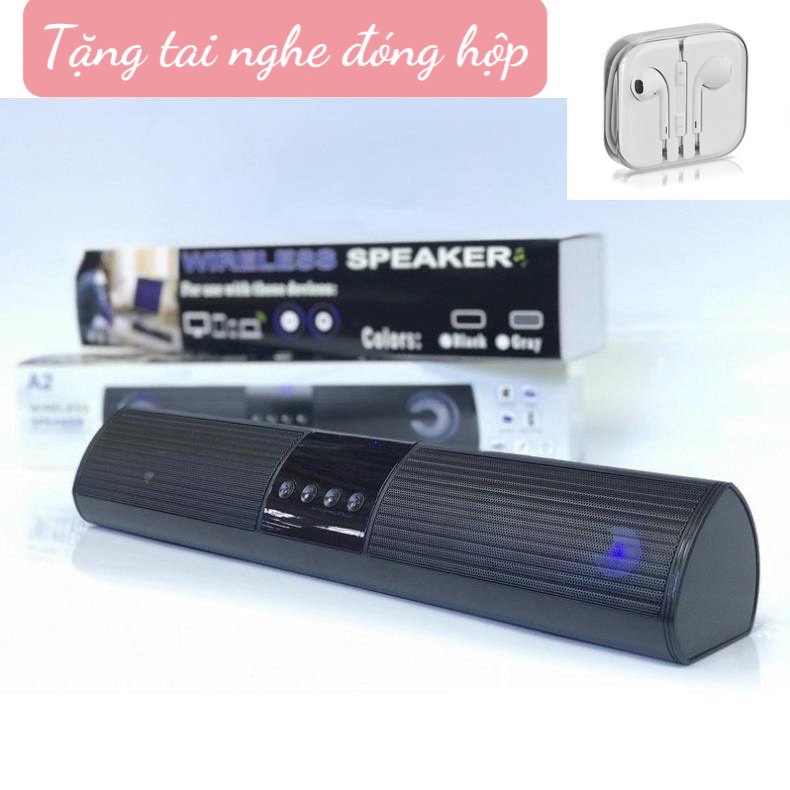 Hệ Loa Kép Speaker Bluetooth A2-Benks Cho Điện Thoại Và Máy Tính - Tặng Tai Nghe Nhạc 3.5mm, Có Hộp - Hàng Nhập Khẩu