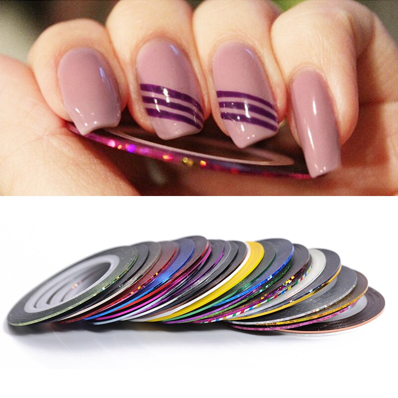 Combo 30 cuộn dây decal dán móng tay nghệ thuật nail art nhiều màu siêu đẹp lấp lánh - Dụng cụ làm nail