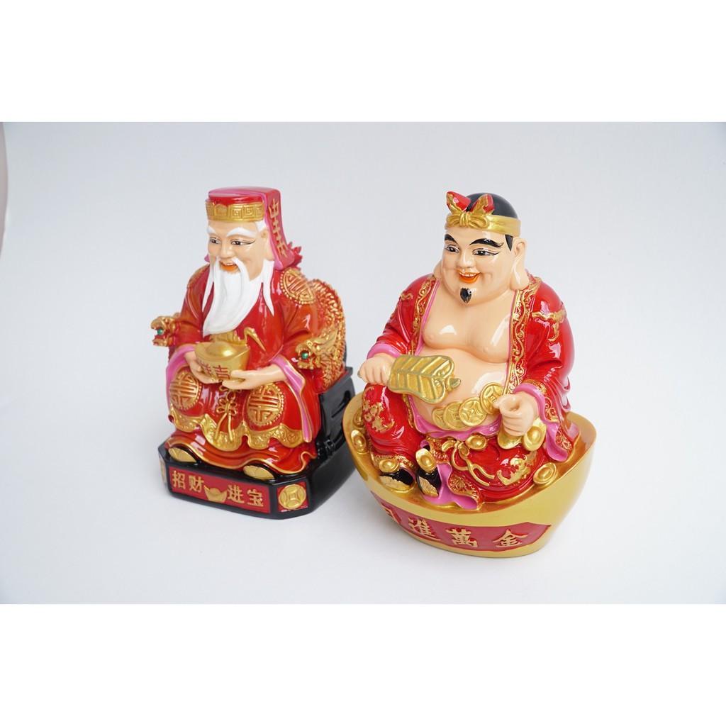 Tượng Thần Tài Thổ Địa đẹp sơn đỏ chiêu tài hút lộc - Cao 18cm - Đặc nguyên khối,nặng