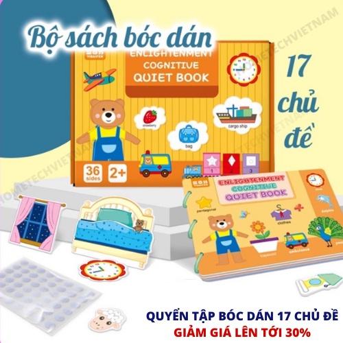 Bộ học tập bóc dán thông minh cho bé 17 chủ đề (loại cao cấp), dùng nhiều lần, giúp bé vừa chơi, vừa học tiếng Anh