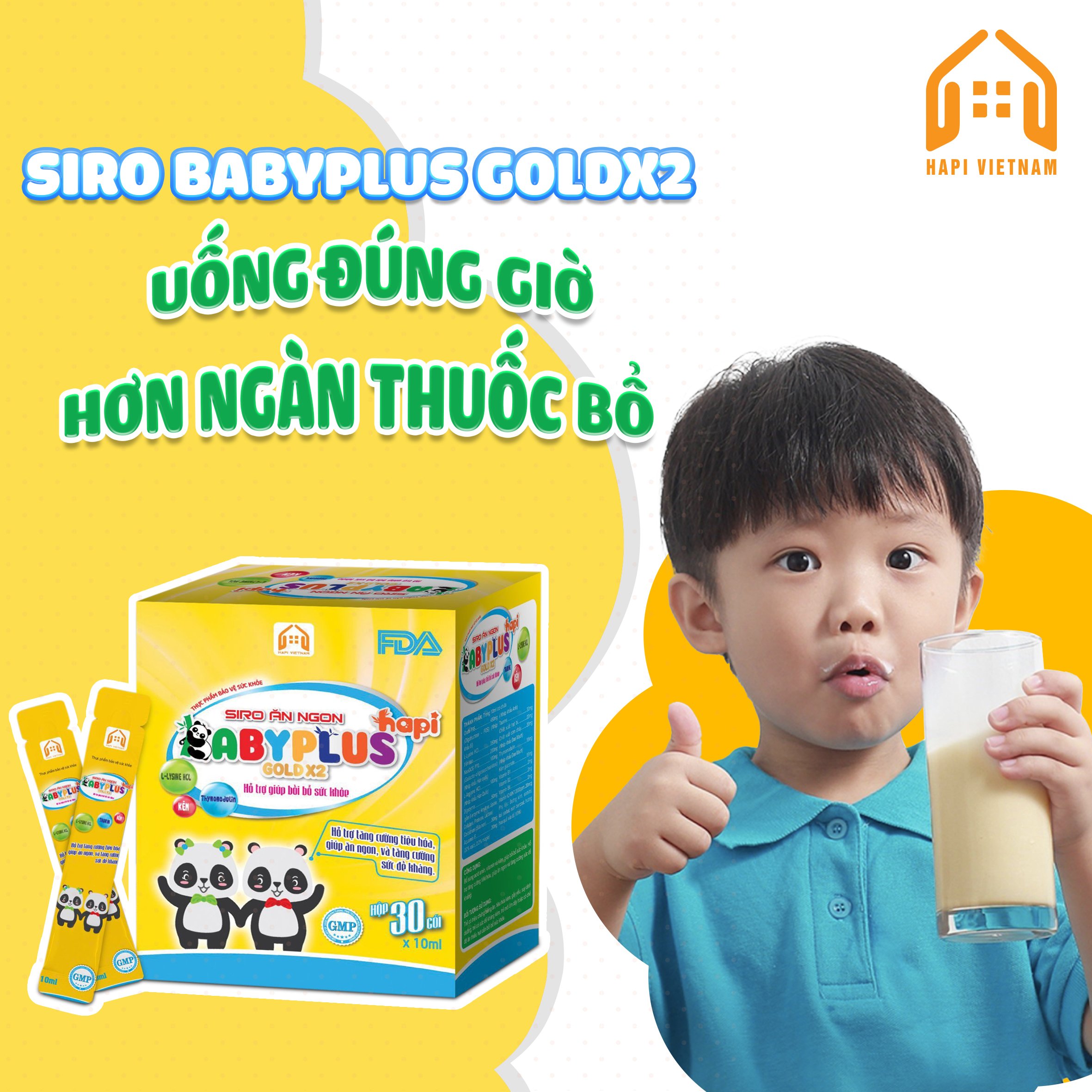 Siro Ăn Ngon BABYPLUS Hapi Cho trẻ biếng ăn, tăng cân tự nhiên