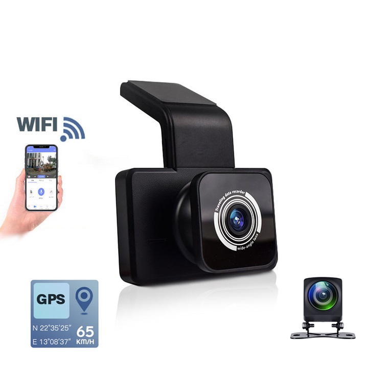 Camera hành trình ô tô Phisung K10 tích hợp camera lùi - Hàng nhập khẩu