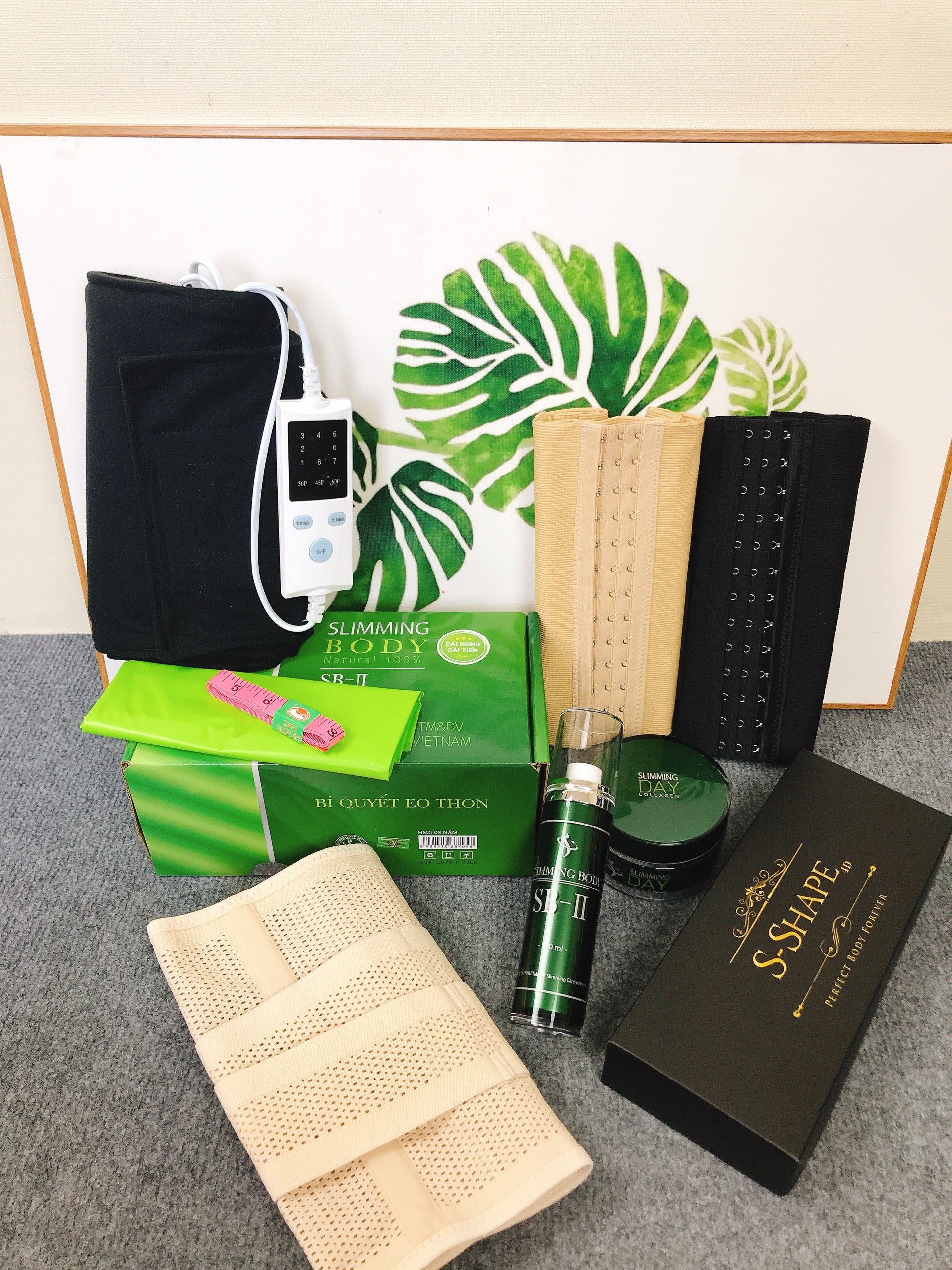 Combo Bộ ủ nóng tan mỡ Slimming body II cải tiến + Đai siết eo S-Shape + Kem tan mỡ Simming Day Collagen - tặng kèm đai eo đình định
