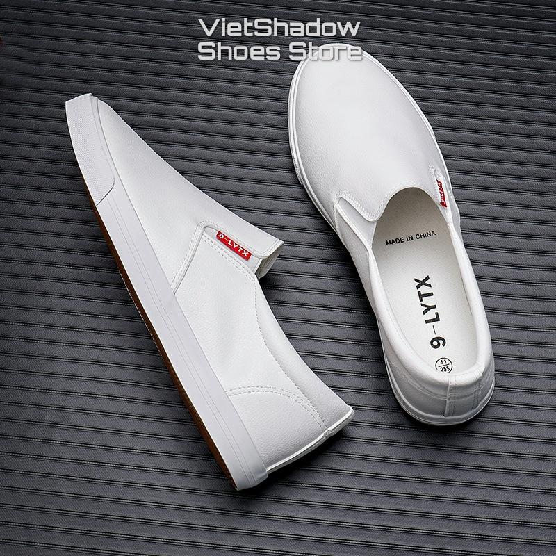 Giày lười slip on nam - Chất liệu da PU, đế cao su 2 màu đen, trắng - Mã SP GL902