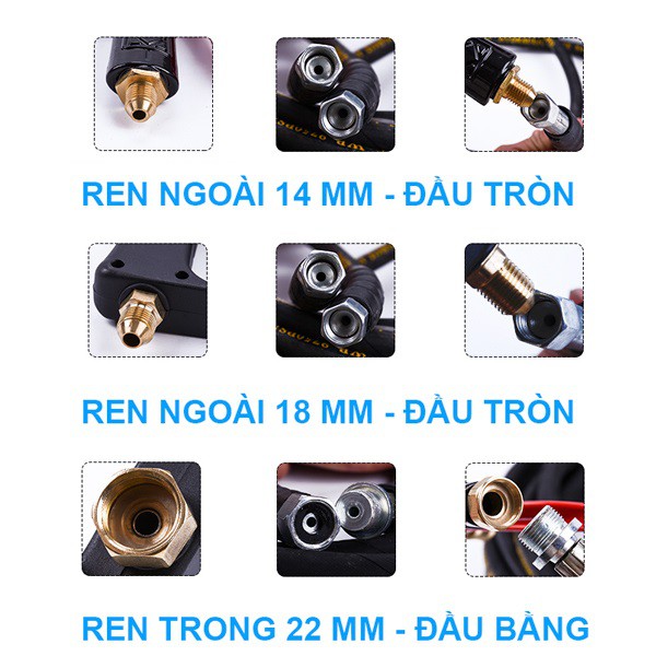 Dây Rửa Xe Áp Lực Cao 8m,15m,20m Cho Máy Bơm Xịt Rửa Cao Áp Ren Trong 22MM - 2 Đầu Bằng