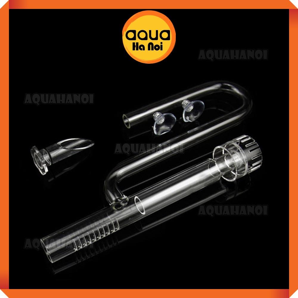 Đầu in thủy tinh trong suốt - Có lọc váng Phi 12/16mm - Hộp chống sốc - gắn máy lọc nước hồ cá thủy sinh