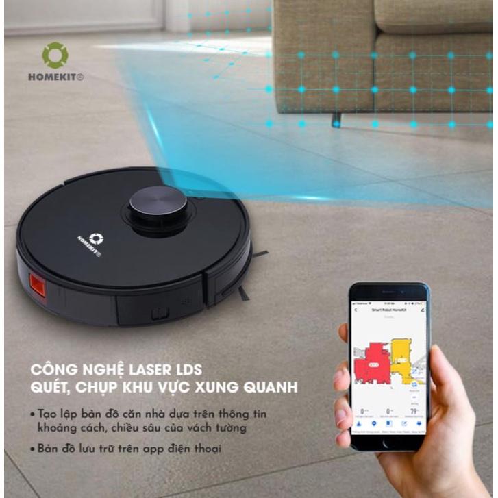 Robot hút bụi lau nhà HOMEKIT RV-600 5 tính năng, điều khiển từ xa qua remote và app điện thoại Tuya Smart - Hàng chính hãng