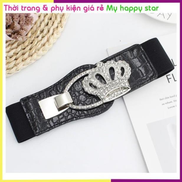 Thắt lưng bản to chun co gian đính đá lấp lánh dễ thương