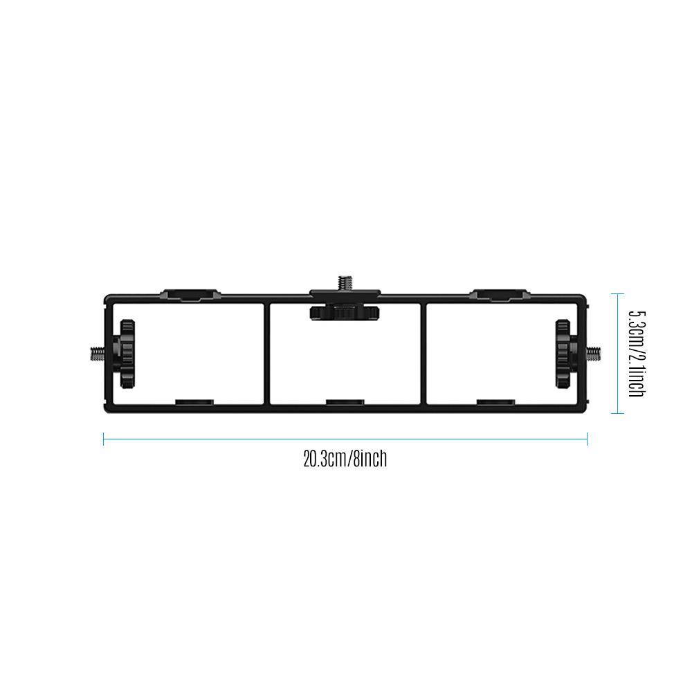 Multi-functional Extension Photography Bracket Cage Holder Rig with Dual Hot Shoe Mount 1/4 Inch Screw Mount Flash