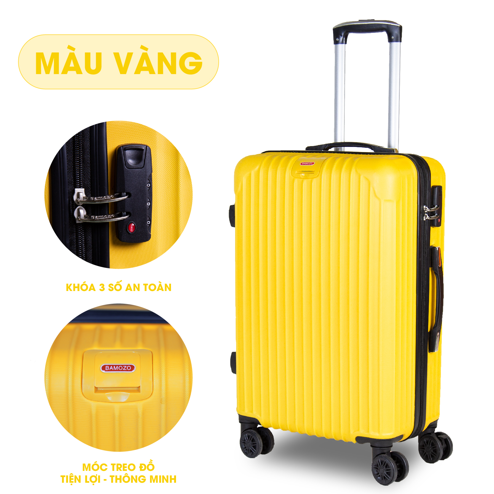 Vali du lịch BAMOZO 8801 vali kéo nhựa được bảo hành 5 năm