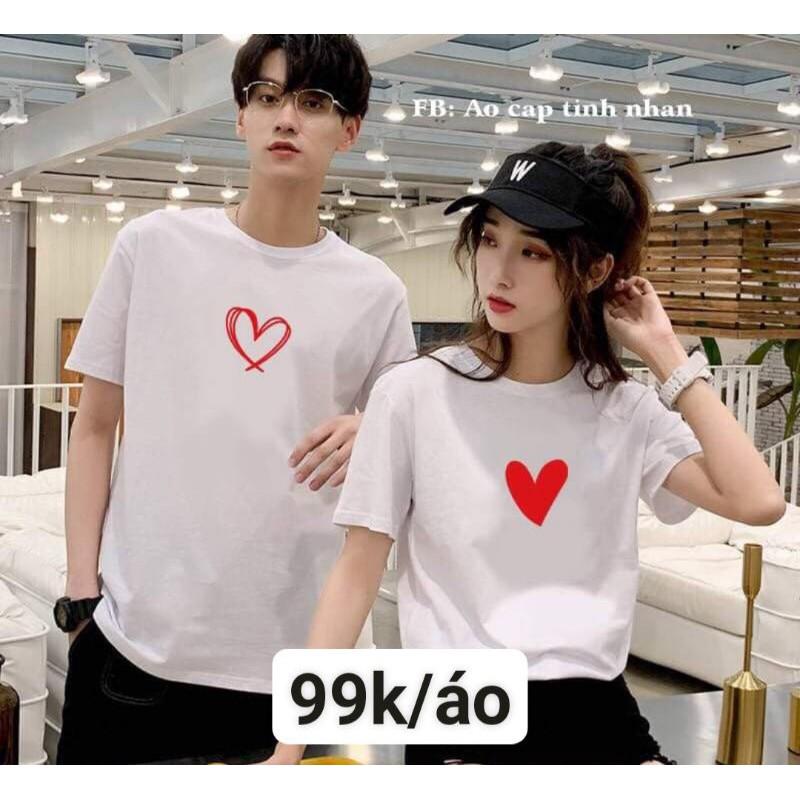 Áo đôi trái tim in giữa cá tính - giá 2 áo