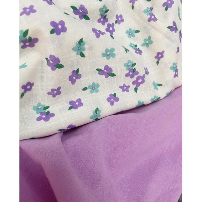 vải thô linen hoa xinh xắn may váy,áo,bộ cho mẹ và bé