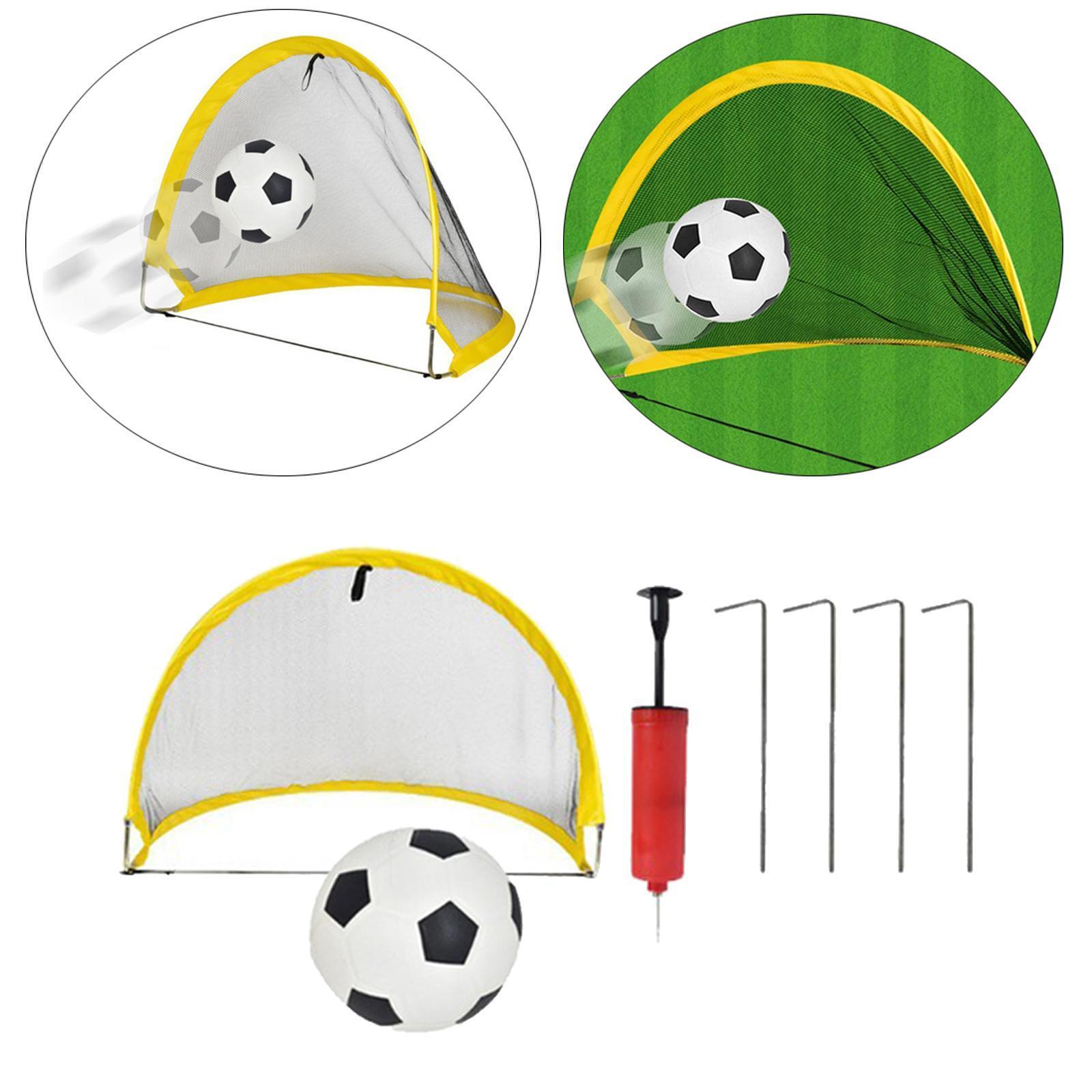Soccer Goal - Folding Portable Net with Ball, Carry Case and Ground Stakes - Practice kids children play Adults
