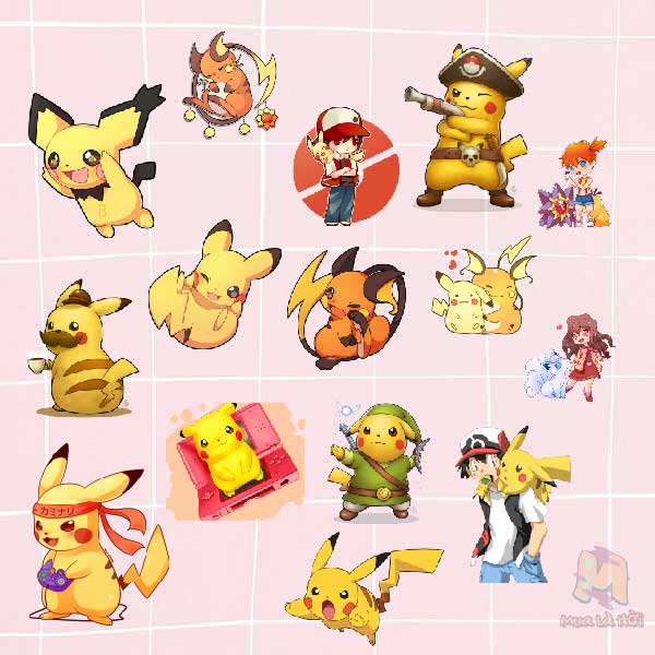 Miếng Dán Stickers in hình Pikachu