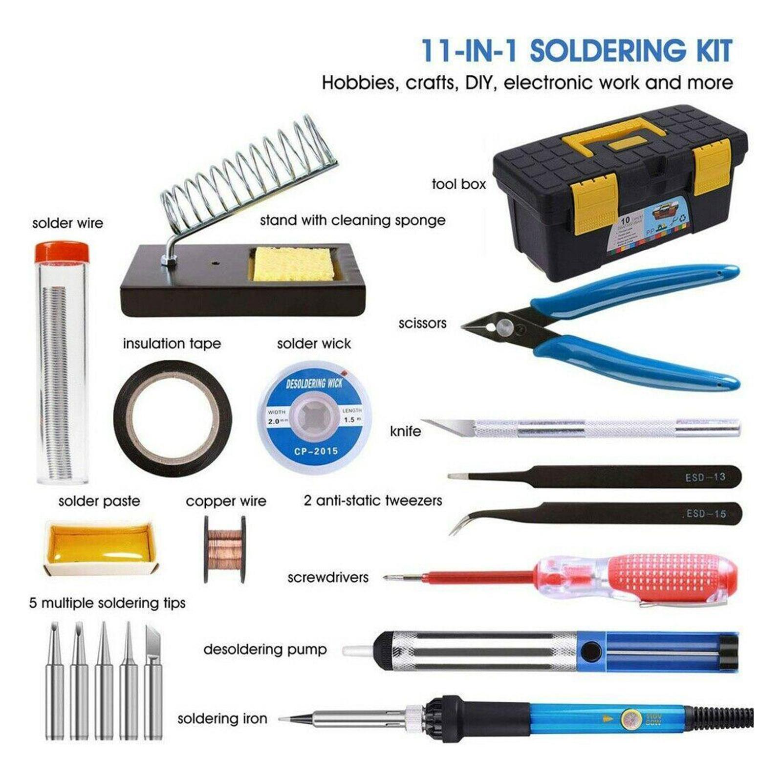 Electric Soldering Iron Gun Tool Kit Welding Desoldering Pump Tool 110V 60W