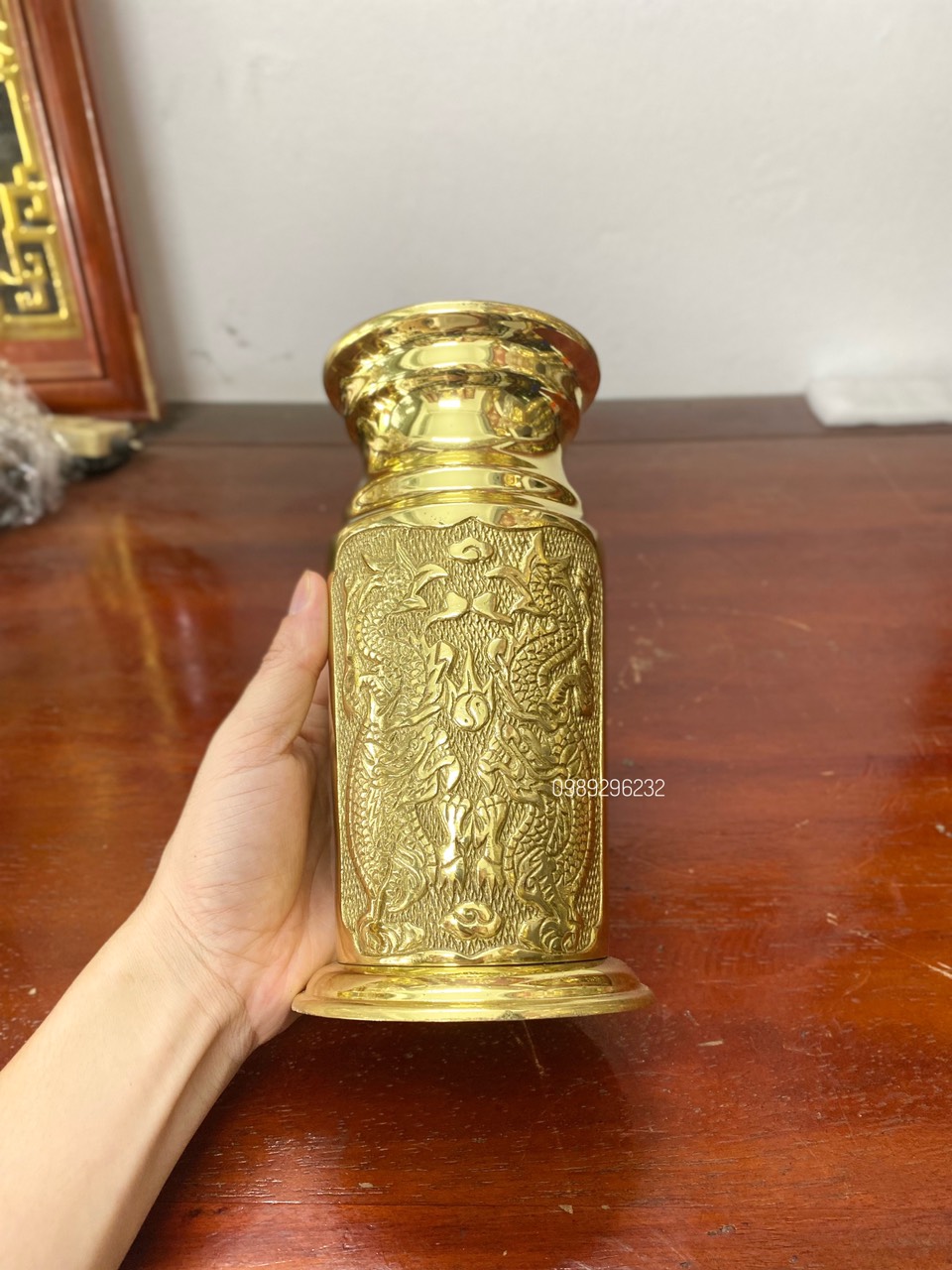 Ống đựng hương nhang bằng đồng vàng size trung
