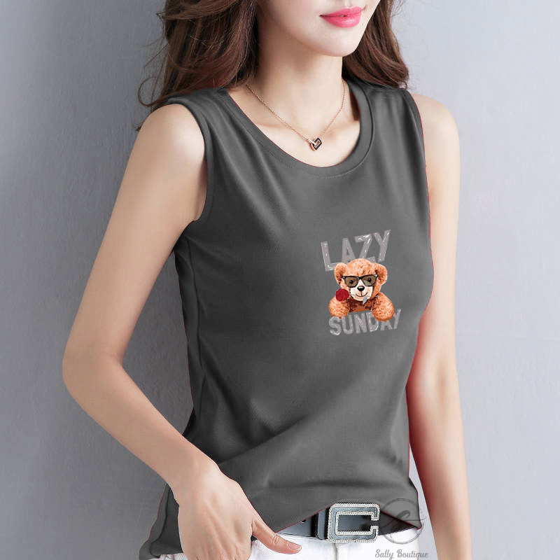 Áo Thun Sát Nách Nữ Cao Cấp Lazy Sunday Thun Cotton 100% Vải Dày Co Giãn 4 Chiều Mềm Mịn Mặc Mát  SN133-Sally Boutique