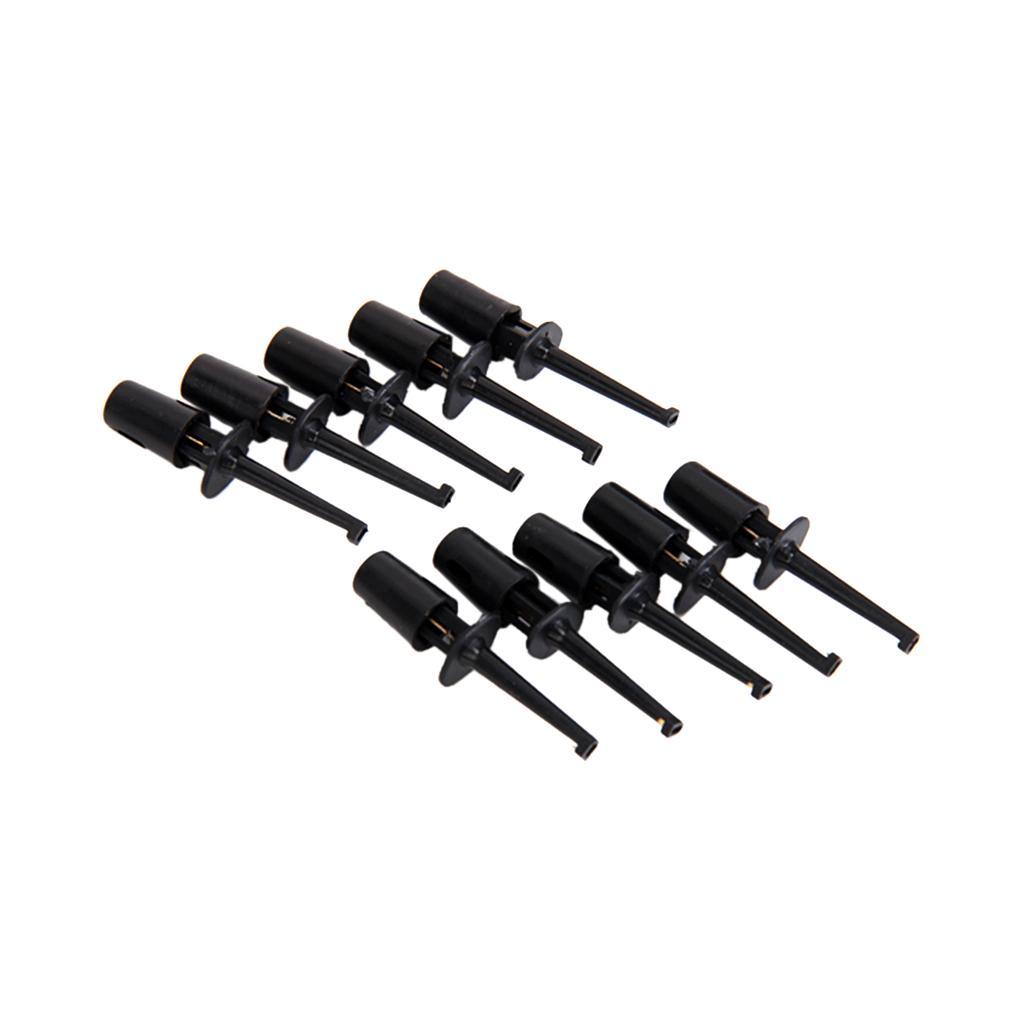 20Pcs Mini Test Hook Probe Lead Wire Cable Spring Clip Black for PCB SMD IC