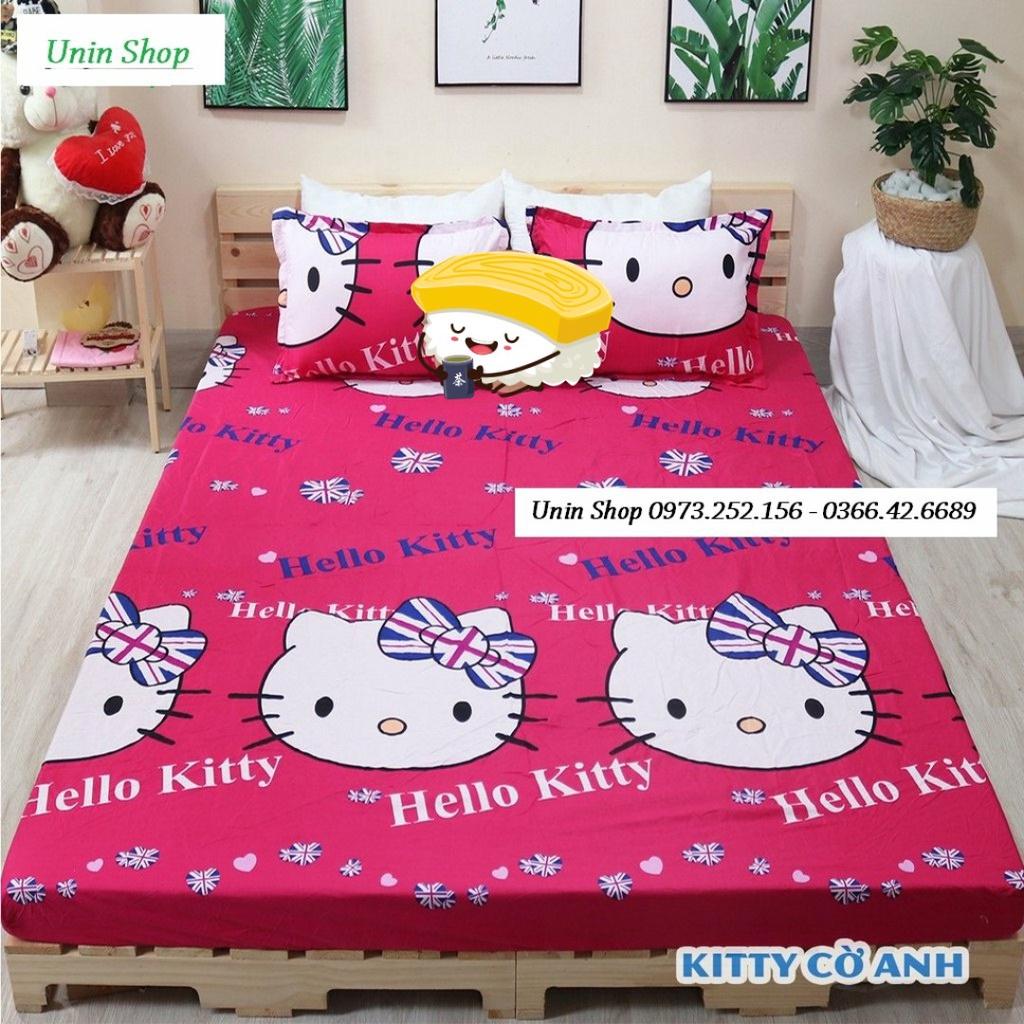 Bộ ga gối 4 món mẫu Hoa Hướng Dương m2/m6/m8/2m2, drap bo chun + 2 vỏ gối poly cotton, ga giường giá rẻ