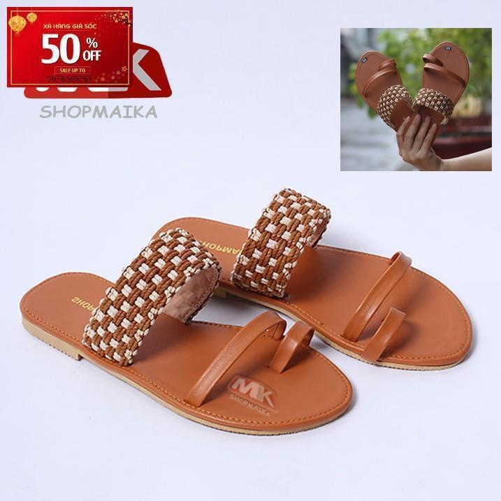 Dép Quai Ngang Xỏ Ngón Thời Trang S122 Nâu