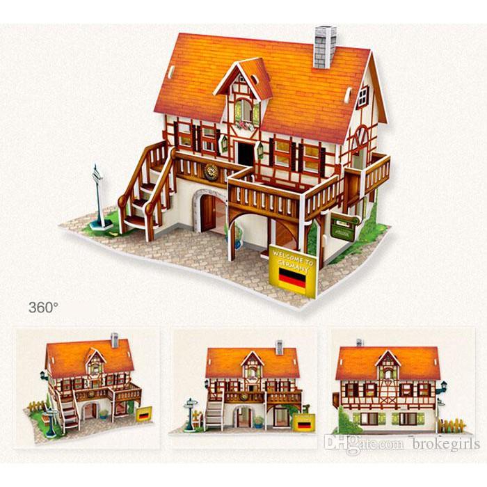 Mô hình giấy 3D - Bộ nhà truyền thống Đức -Rural Cabins-W3128h
