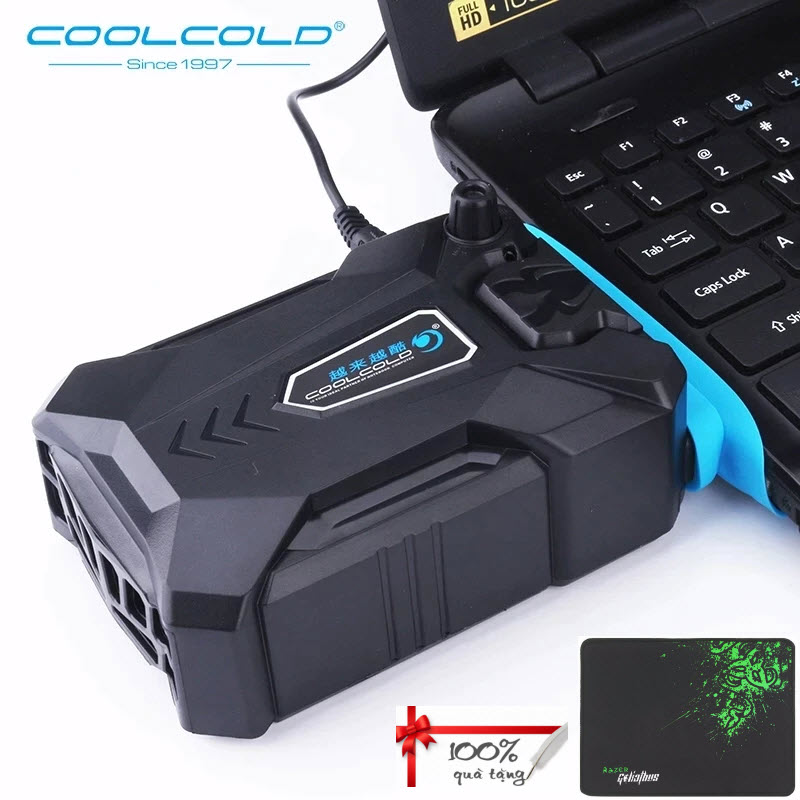 Quạt Hút Tản Nhiệt Laptop Chuyên Dụng Cao Cấp Cho Game Thủ CoolCold K27 Cắm Cổng USB - Kèm Bàn Di Chuột - Hàng Chính Hãng)