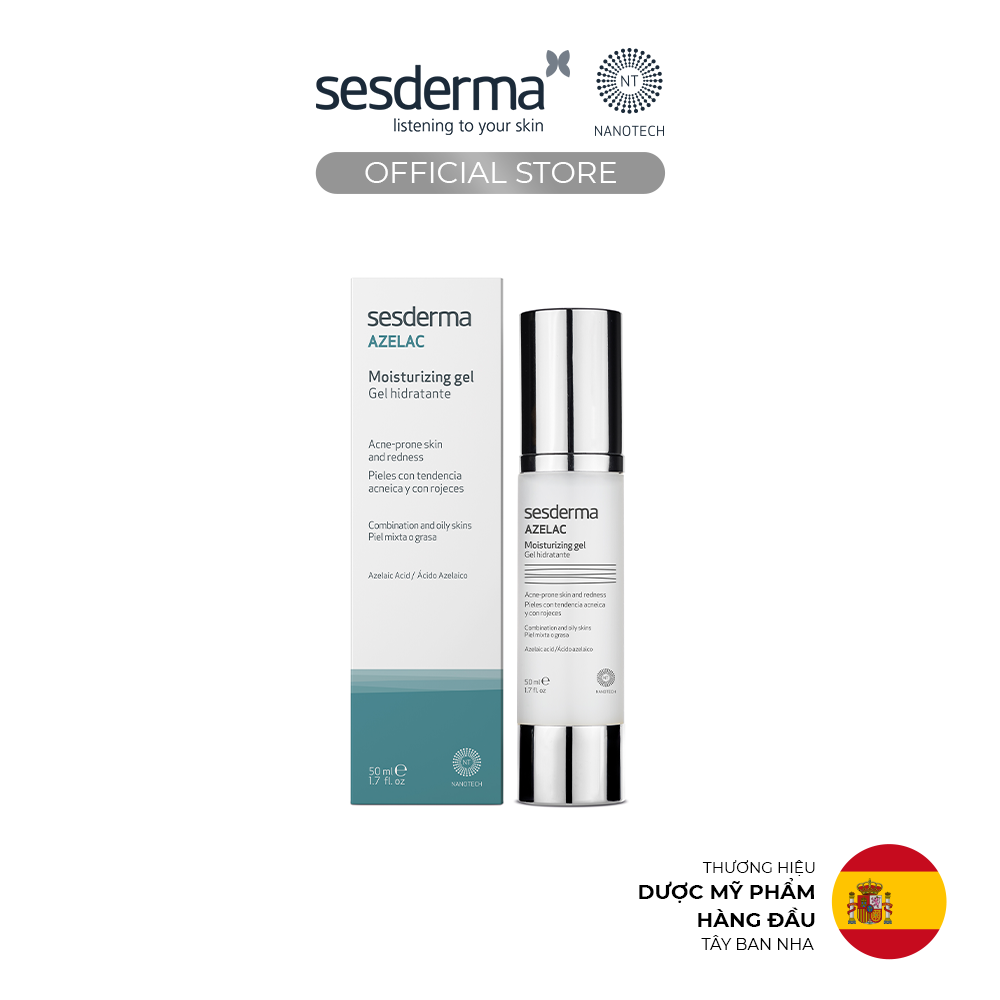 Gel dưỡng ẩm cho da dầu, nhạy cảm, mụn đỏ Sesderma Azelac 50ml