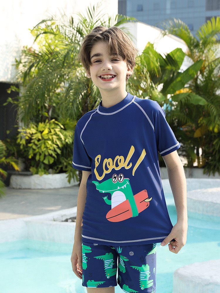 Bộ bơi bé trai size đại - Xanh MS202433