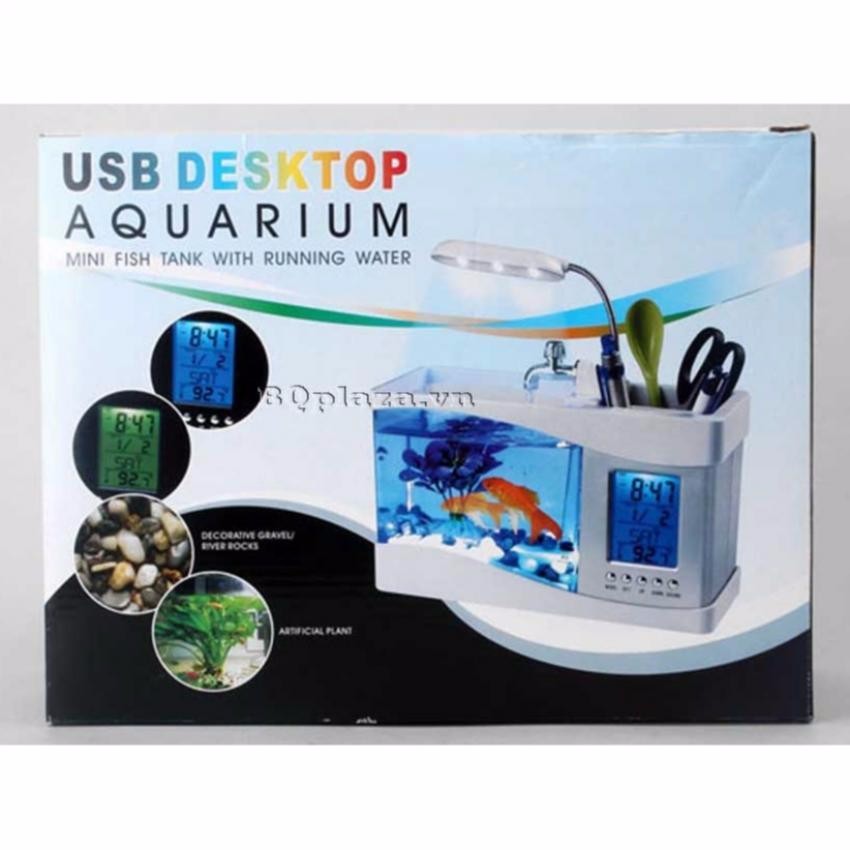 Bể cá cảnh mini để bàn,văn phòng - Hồ cá phong thủy mini trang trí bàn làm việc có đèn led