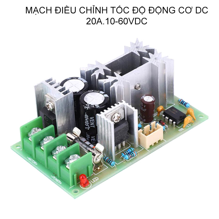 Module mạch điều chỉnh tốc độ động cơ điện 1 chiều 10V-60V lên tới 20A, chiết áp rời