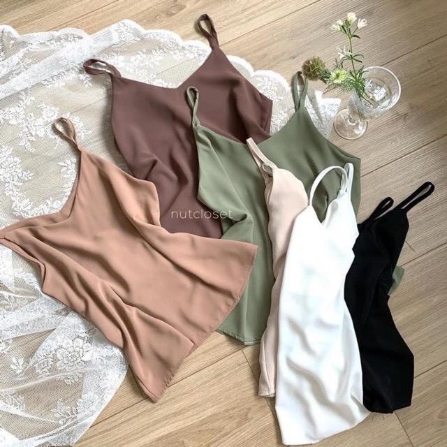 Áo 2 dây phi lụa form rộng freesize - Áo hai dây sexy gam màu basic