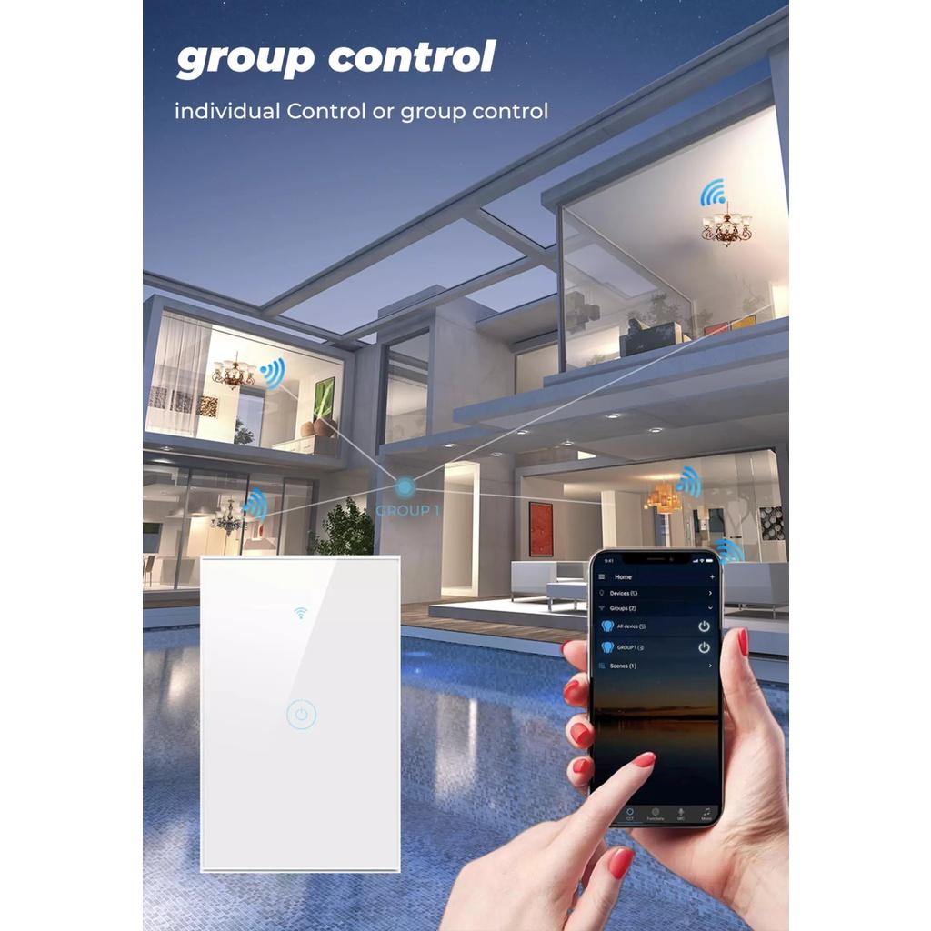 Công Tắc Thông Minh Wifi & RF433MHz, Điều Khiển Đèn Bằng Điện Thoại Hoặc Remote - Không Cần Trung Tính