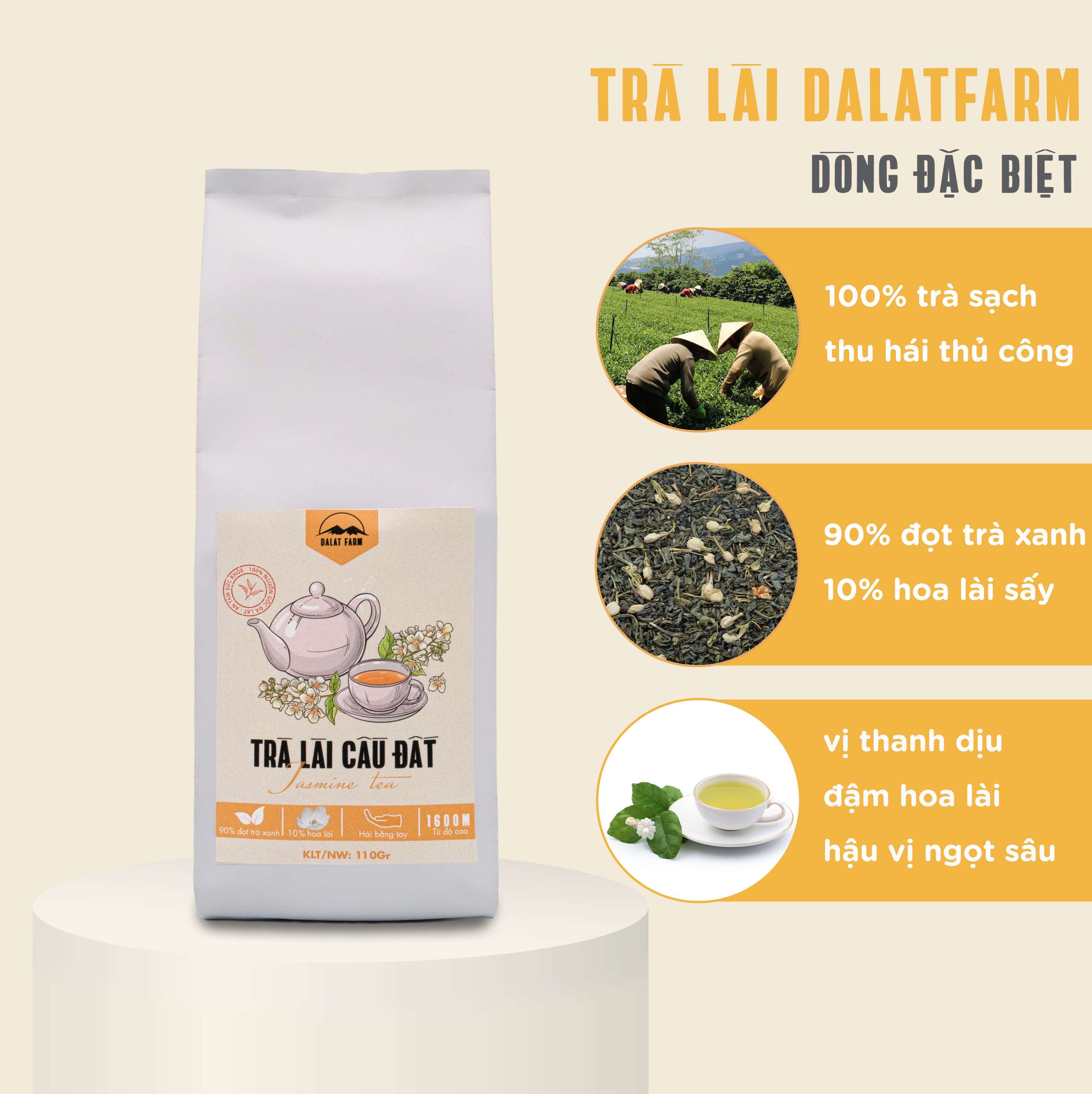 Trà Lài Cầu Đất Loại Đặc Biệt - Túi thiếc 110Gr Dalat Farm