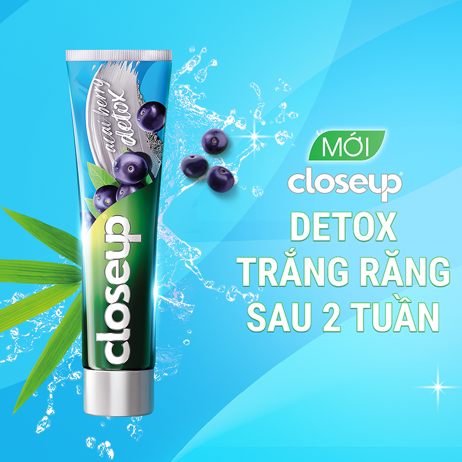Combo 3 Kem đánh răng Closeup Trắng Răng Tự Nhiên Acai Berry detox 230 g