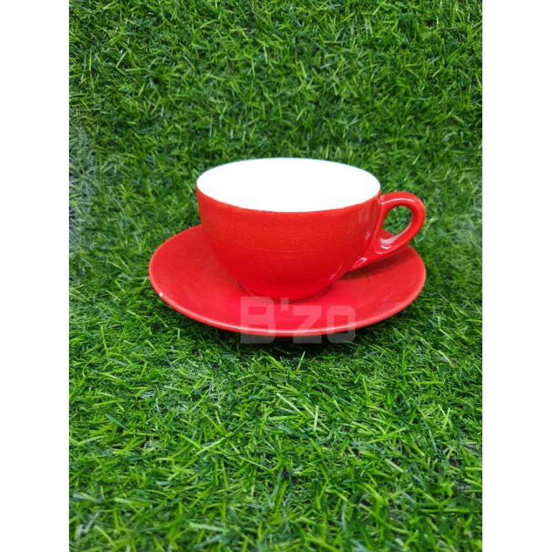 Bộ cốc capu 220ml kèm đĩa kê sứ, cốc uống nước, cốc capuchino, cốc uống cà phê, cốc sứ Bát tràng. Được chọn màu