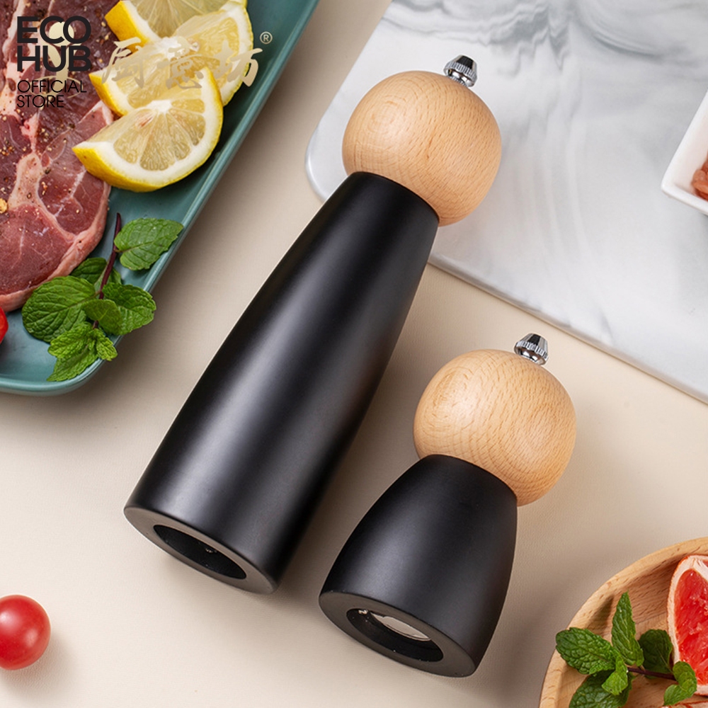 Hình ảnh Dụng cụ xay tiêu đen và muối biển ECOHUB màu đen dạng đẹp cao cấp và sang trọng  (Pepper Grinder)