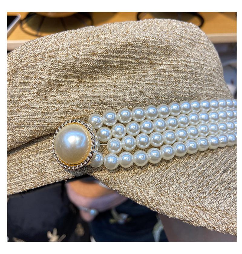 202108-m-tonbu27 Mới Thu Mùa Xuân Dây Đính Ngọc Trai Nút Nữ Giải Trí Bát Giác Nón Nữ Tấm Che Nắp