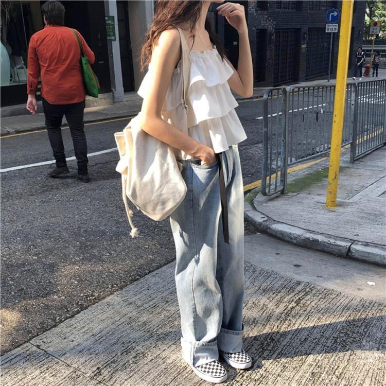 Áo 2 Dây Nữ Viền Bèo 3 Tầng 2 Màu Siêu Xinh Áo 2s Nữ Hở Lưng So Hot