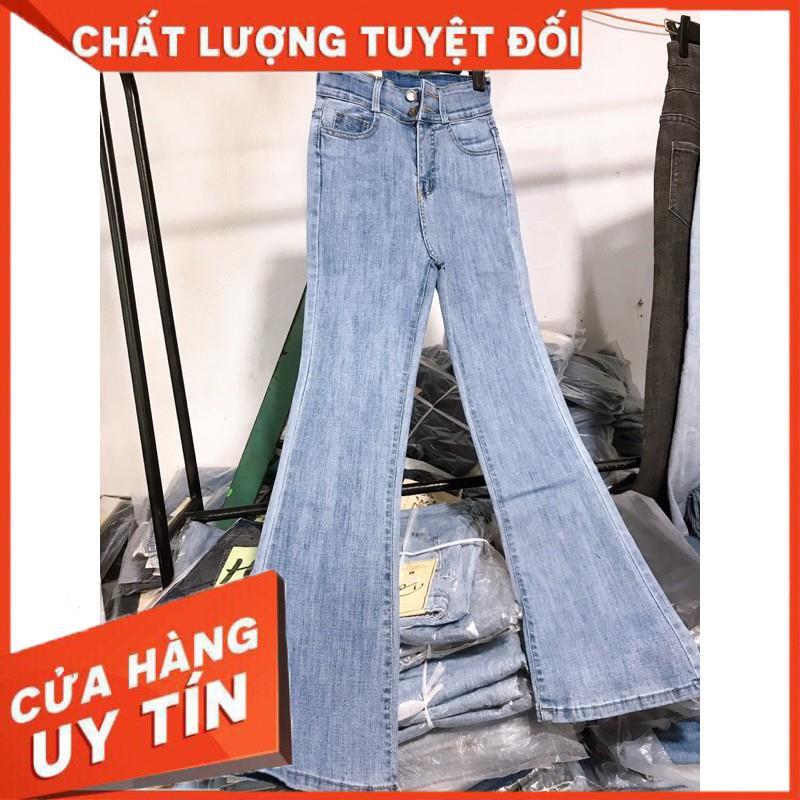 QUẦN JEANS LOE DÁNG DÀI LƯNG CAO 2 NÚT- ảnh thật shop chụp