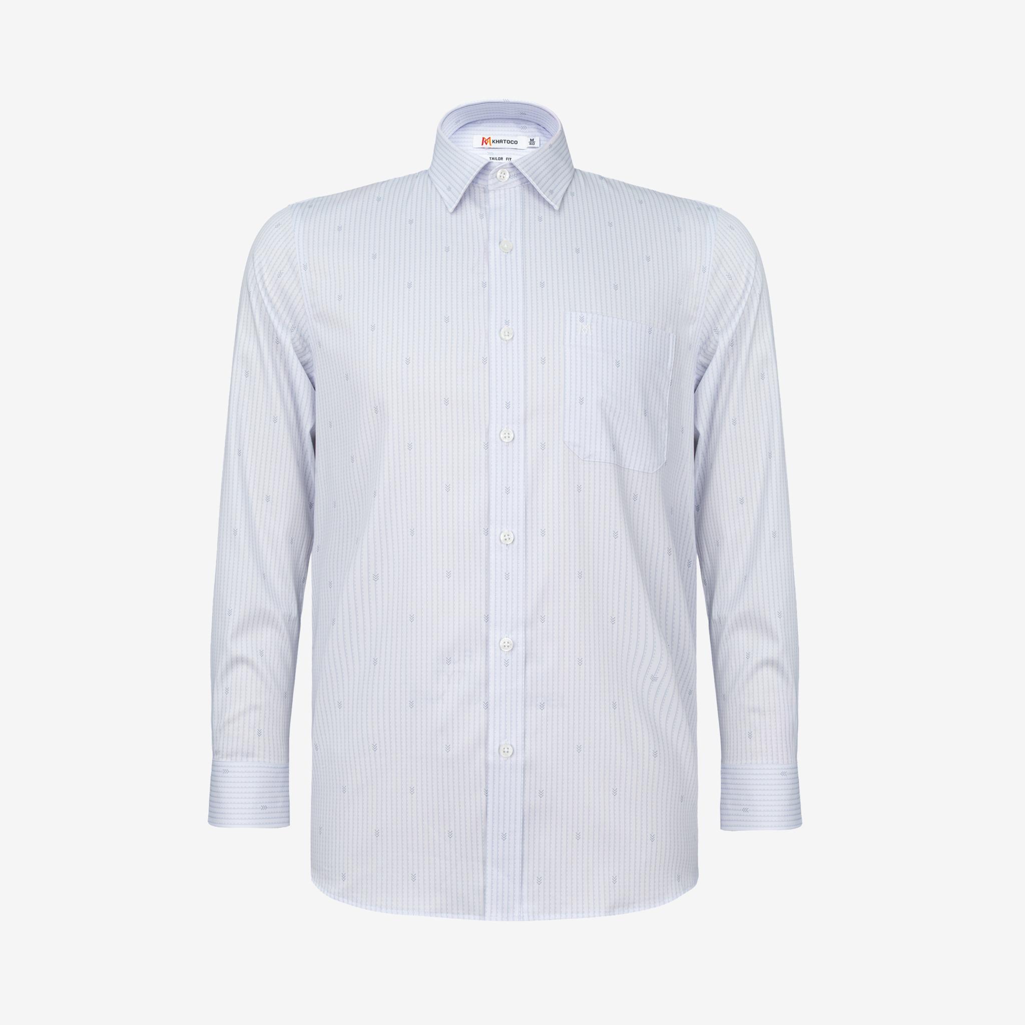 Áo sơ mi nam KHATOCO Tailor Fit dài tay A1MD538T1-CNSC762-2704-D