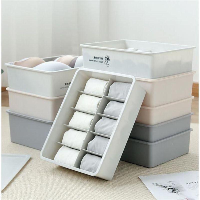 Khay nhựa không chia ngăn / 10 ngăn / 15 ngăn tùy chọn dùng đựng vớ và đồ lót tiện dụng