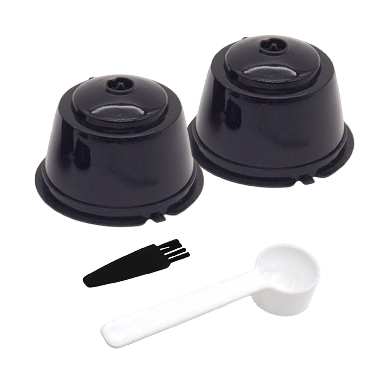 2 Pieces Coffee Filters Spoon Brush Filter Baskets Pod Portable Replacement for Cafe